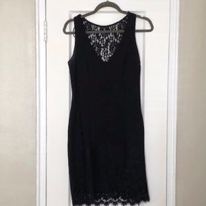 Aidan Mattox Sleeveless Black Lace Cocktail Dress